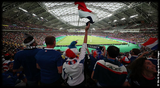 Wales v France Les Bleus fan at Oita Stadium QF3 RWC2019